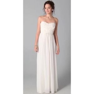Rebecca Taylor Silk Textured Rose Strapless Dress Size 4